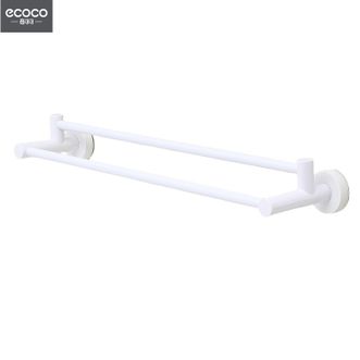 意可可/ecoco  魔力吸盘双杆毛巾架 免打孔卫生间浴室吸盘挂架浴巾杆 北欧简约创意置物架子 双杆（白）- 65cm