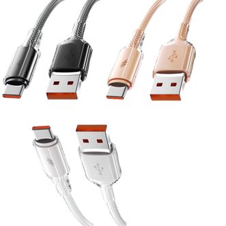 塔菲克  6A冰透数据线100W超级快充多功能通用编织充电线2米*2条装