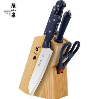 张小泉  锋木系列套装刀具六件套切片刀 小厨刀 水果刀 厨房剪 刀座 磨刀棒厨房刀具套装