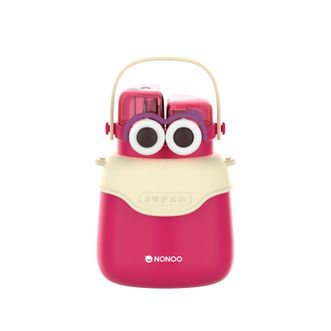 NONOO  大萌眼大肚保温杯高颜值水杯儿童上学大容量双饮口吸管杯子900ml  草莓红   NS900B1