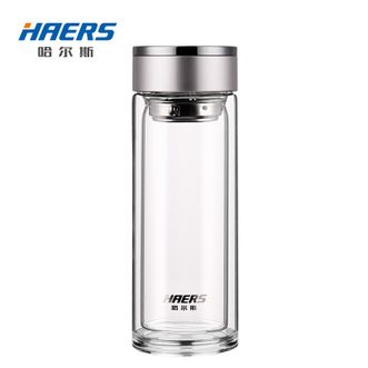 哈尔斯（HAERS）  双层玻璃杯商务办公杯300ml  银色  HBL-W-300-73