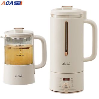 北美电器/ACA  破壁机组合 养生壶破壁豆浆机 家用多功能免过滤预约料理机果蔬汁榨汁机果汁机早餐机米糊辅食机养生壶搅拌机烧水壶电水壶破壁机ALY-G14PB12DR米色