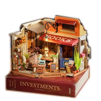 若来  diy小屋 《转角书店》成人积木 手工拼装玩具 桌面摆件