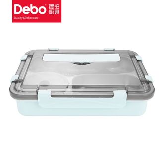 德铂（Debo）  迪亚斯便携饭盒1.4L大容量304不锈钢餐盘便当盒DEP-737绿色