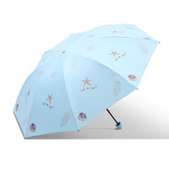 天堂伞  三折晴雨伞  33921E听沙  净空蓝  黑胶太阳伞遮阳便携折叠晴雨伞