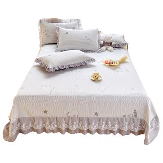 宜恋  冰豆豆空调软凉席三件套双层蕾丝床裙1.8/2.0米床适用卡皮巴拉-灰AJF