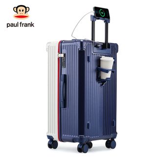 大嘴猴（Paul Frank）  三七分行李箱 开合轻便加厚合金拉杆 内部分区收纳 PF8630-5蓝白色26寸