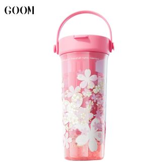 格沫/GOOM  艺术手绘水杯600ml 新款女生吸管杯夏日高颜值便携茶水分离杯子-GM-24SS-S8桃气粉