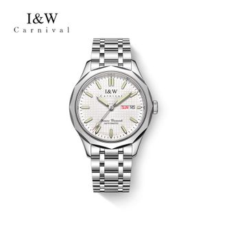 I&W CARNIVAL HWGUOJI  男士自动机械表 时尚品牌钢带潮流腕表