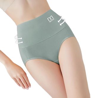美·雅·挺  4条装抑菌女士内裤女无痕纯棉裆高腰收腹透气中腰大码 （纯棉高腰款）豆+绿+黑+肤