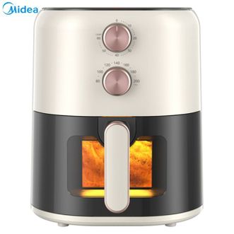 美的/Midea  空气炸锅家用4.5L大容量可视嫩炸免翻面电炸锅精准控温不沾易清洗双旋钮 KZE459X9