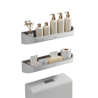海迎/HAYAN  多功能置物架 卫生间浴室置物架 厨房置物架 免打孔洗漱台毛巾架 马桶置物架【简约款2个装】