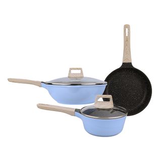 AMERCOOK  不粘锅锅具套装炒锅煎锅奶锅三件套 莫兰迪尚品套装 AC-0106.03