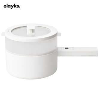 olayks.  电煮锅（电脑款带笼）陶白色智能菜单小电锅电热锅多功能锅煎炒一体锅学生宿舍小锅泡面电火锅 2L