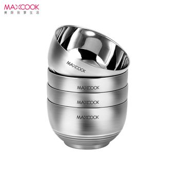 美厨（MAXCOOK）304不锈钢碗四只装家用汤碗饭碗餐具套装MCWA702