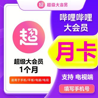 哔哩哔哩大会员  大会员月卡1个月支持电视端