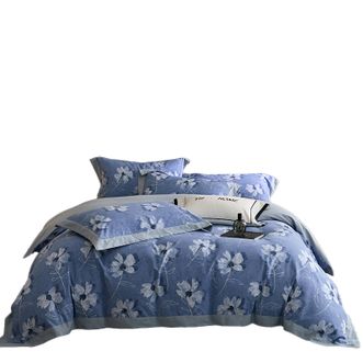 宜恋  全棉床品四件套数码印花高奢撞色双宽边工艺 琼芳玉露/YS