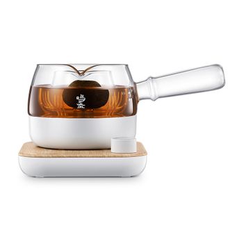 鸣盏 养生壶煮茶器煮茶壶迷你玻璃花茶壶热水壶烧水壶电热水壶侧把壶MZ-072T原木色