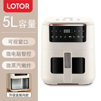 LOTOR  空气炸锅  5L多功能炸锅  可视窗口 蒸汽嫩炸烤一体炸鸡薯条机  ZNKS-1