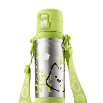 babycare  儿童保温杯专用直饮吸管杯 原力青500ml含背带