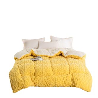 宜恋  云感塔芙绒复合北极绒保暖冬被 黄色 2.0米6斤