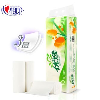 心相印卷纸 优选郁金香系列 超值装 3层75g*10卷/提*1提 无芯卷纸卫生纸