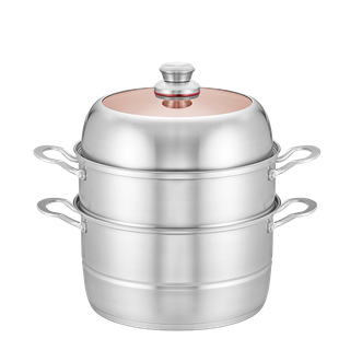 欧美达（OMUDA）  蒸锅家用蒸笼不锈钢大号三层加厚蒸屉小电磁炉煤气灶26cm LKT26-F