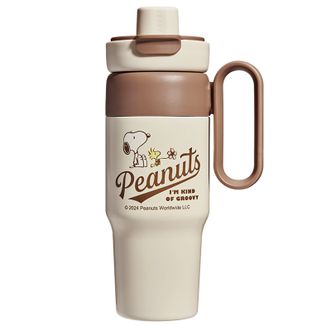 史努比（SNOOPY）  600ml保温杯冰霸杯不锈钢吸管咖啡杯水杯保温保冷杯白色SNP7254