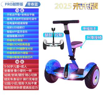 柏思图/besintu  智能电动腿控儿童平衡车6一8一12坐骑款10一15带扶杆54v尊贵PRO蓝三控+音乐APP+越野防爆轮