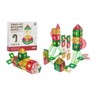百乐森  儿童卡扣积木玩具钻面透光滑道积木214pcs BSL072