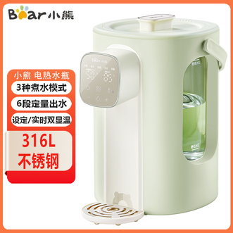 小熊/Bear  电热水瓶3.6L容量316L不锈钢高硼硅玻璃内壁家用饮水机电热水瓶快煮好水