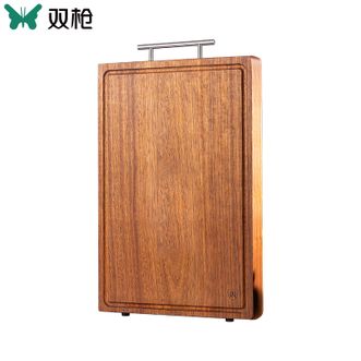 双枪  黑金檀木抗菌菜板50*33*3cm 整木加厚切菜板砧板实木家用案板面板擀面板带引水槽