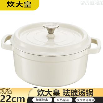 炊大皇  珐琅锅 22cm铸铁锅家用微压锁水双耳炖锅汤锅焖烧锅不粘锅