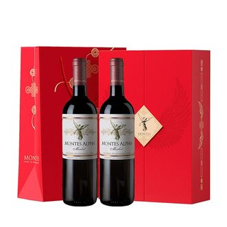 MONTES  智利蒙特斯 欧法梅洛 干红葡萄酒 双支礼盒装