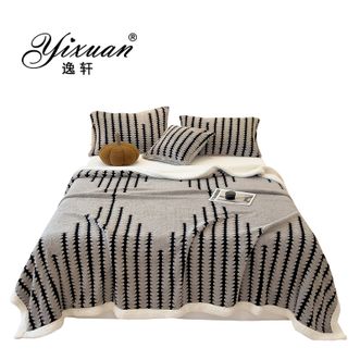 逸轩/yixuan  云杉绒丝滑加厚毛毯 保暖多功能 家用办公高颜值盖毯 杉影毯 银灰