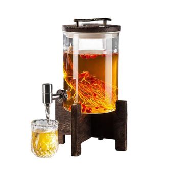 MAXCOOK  泡酒瓶泡酒坛 酿酒密封药酒罐高硼硅玻璃酒桶带底座5斤装 MCX4093