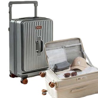 大嘴猴（Paul Frank）  大容量侧开箱 撞色皮箱 适合单人长途 灰色26寸  PF9055