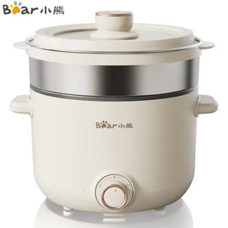 小熊/Bear  电煮锅  2.5L【配不锈钢蒸笼】多功能电热锅带蒸笼宿舍迷你一体电热杯2.5L电蒸锅泡面煮面神器  DRG-E25H1
