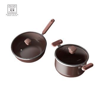 火象  四叶草珐琅二件套 HXG-CG322（30cm炒锅 /20cm汤锅）