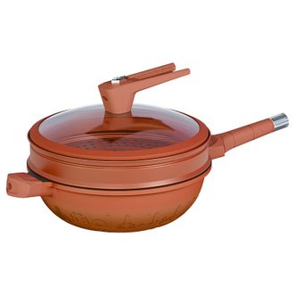 帝伯朗TIBORANG  城市錾刻多用锅  不粘锅 炒锅微压炒菜锅多功能煎炒锅防干烧少油烟可拆通用灶32cm