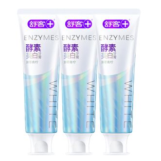 舒客+  天然酵素牙膏 美白牙齿清新口气青柠香120g*3支