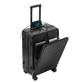 锐承（Ruicheng）  前置开口拉链皮箱  603-耀夜黑26英吋行李箱