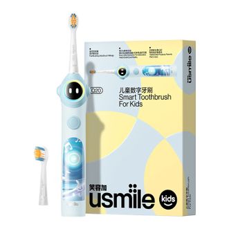 笑容加 (usmile)  儿童电动牙刷 骨传导会唱歌音乐陪伴 语音提醒APP连蓝牙 3-15岁宝宝智能Q20 奇幻蓝【实时语音指导】