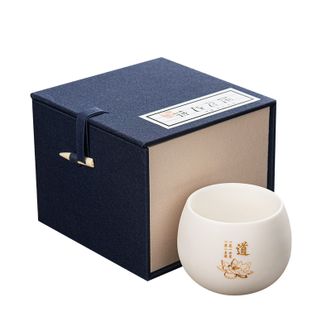 祥业  白瓷品茗杯  道/字 约135ml 1个装  茶具功夫茶茶杯水杯用品