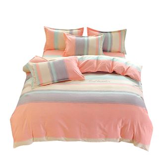 宜恋  磨毛四件套床上用品1.8米床适用 半夏时光-粉  200*230cm