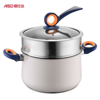 爱仕达/ASD  哈克斯汤蒸锅22cm 家用316L不锈钢汤锅上蒸下煮汤蒸锅易清洁厨房锅具
