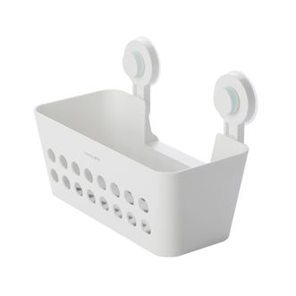 茶花  卫生间置物架 浴室免打孔洗漱牙杯架 壁挂收纳架 白色 1只装 255008