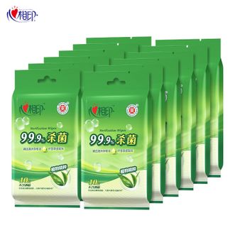 心相印  消毒杀菌系列湿巾10片*12包 温和无酒精 植物萃取婴儿可用便携式