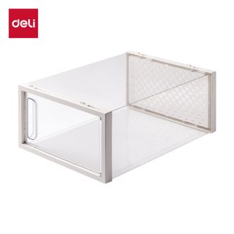 得力/deli  亚克力前盖透明展示盒储物盒高透防尘鞋盒 （小号/鞋码39以内）4个装  XDM169