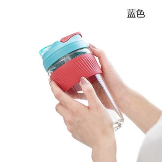 btif  玻璃便携咖啡杯550ml带吸管双饮杯B020101STR